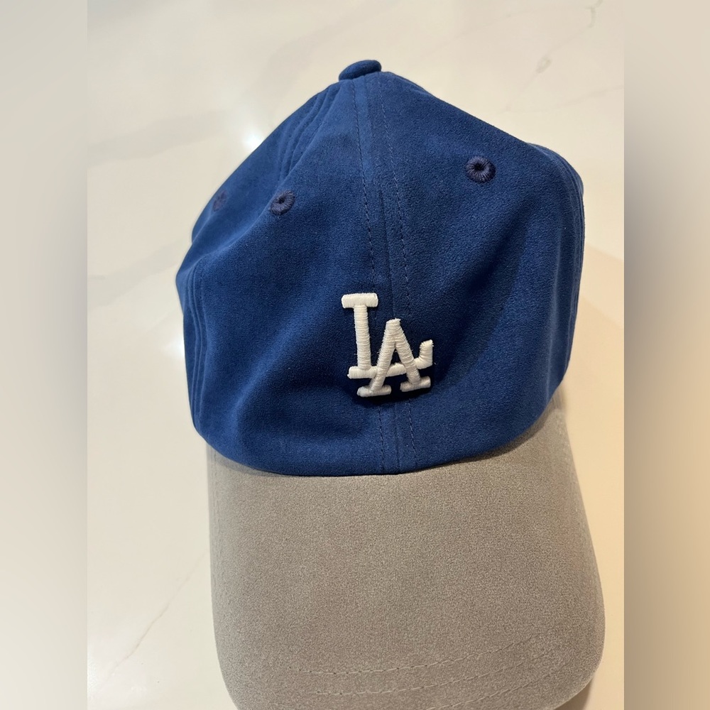 Dodgers Baseball Cap Blue and Gray Suede